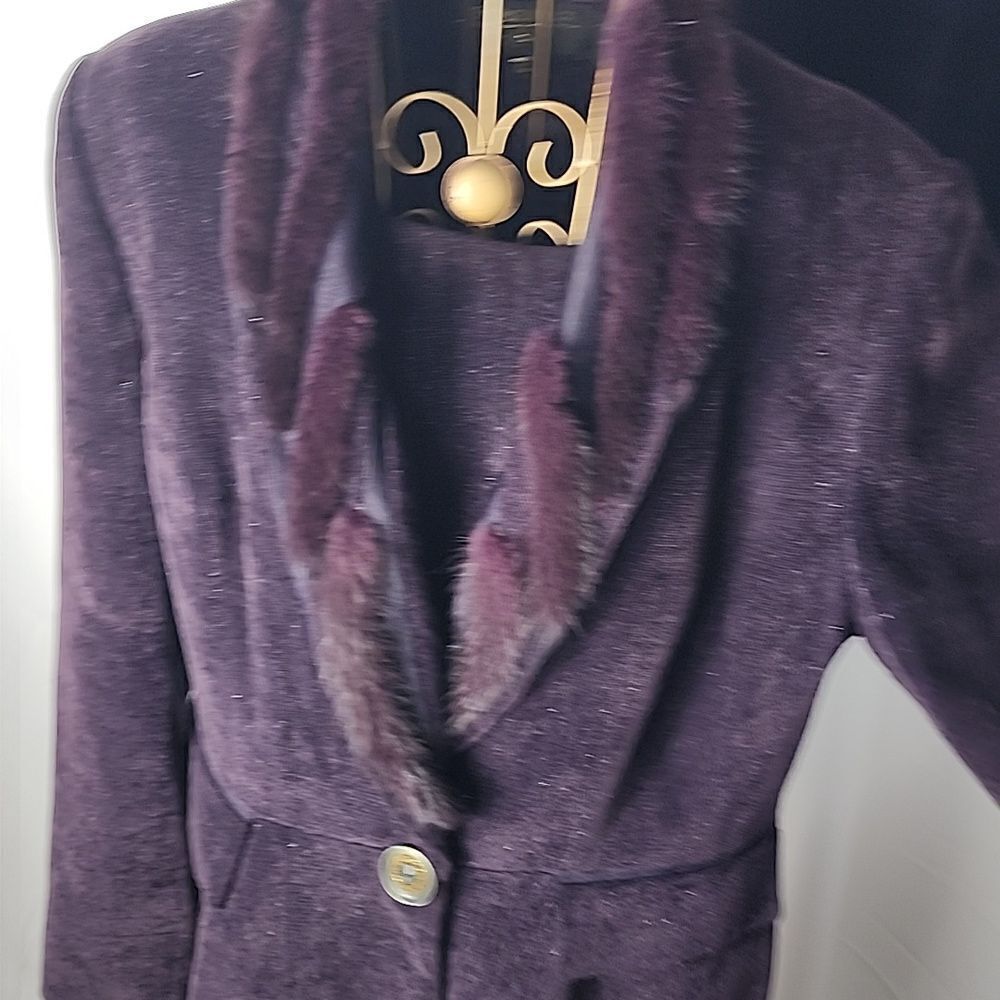 Vintage Plum Louise Ricci 3 Piece Jacket Blazer Skirt Top Set Size 12